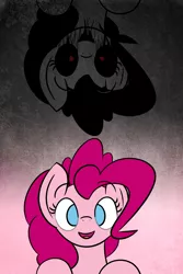 Size: 2160x3237 | Tagged: artist:thematrixman, black sclera, creepypasta, derpibooru import, duality, evil, grimdark, nightmare fuel, pinkie pie, smiling, zalgo, zalgo pie