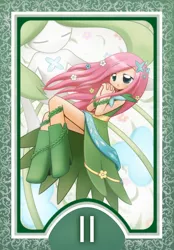 Size: 1200x1728 | Tagged: artist:howxu, derpibooru import, fluttershy, human, humanized, safe, solo, tarot card, the high priestess