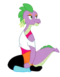 Size: 600x774 | Tagged: safe, artist:queencold, derpibooru import, spike, dragon, barb, clothes, dragoness, leg warmers, rule 63, simple background, solo, teenaged dragon, transparent background