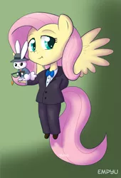 Size: 679x1000 | Tagged: angel bunny, anthro, artist:empyu, crossover, dc comics, derpibooru import, fluttershy, safe, scarface, the ventriloquist