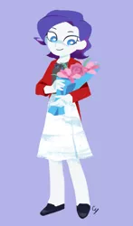 Size: 880x1500 | Tagged: safe, artist:magneticskye, derpibooru import, part of a set, rarity, equestria girls, alternate hairstyle, bouquet, clothes, flower, lineless, simple background, skirt, solo