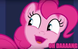 Size: 1084x684 | Tagged: safe, derpibooru import, screencap, pinkie pie, equestria girls, cute, dang, faic, image macro, meme, nervicited, pink text, reaction image, solo