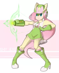 Size: 1280x1586 | Tagged: armpits, artist:thegreatrouge, crossover, derpibooru import, fluttershy, human, humanized, megaman, megaman battle network, pony coloring, safe, solo
