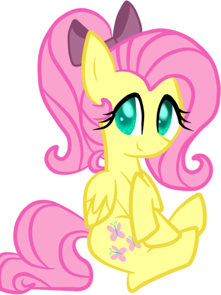 Size: 768x1024 | Tagged: safe, artist:php54, derpibooru import, fluttershy, pegasus, pony, bow, cute, cutie mark, hair bow, ponytail, shyabetes, solo