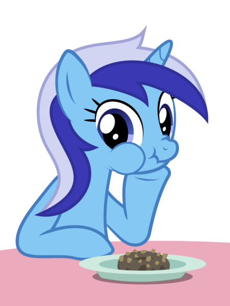 Size: 3000x4000 | Tagged: absurd resolution, amending fences, artist:kmanalli, background pony, cute, derpibooru import, donut, eating, minubetes, minuette, plate, safe, scrunchy face, simple background, solo, .svg available, table, transparent background, vector