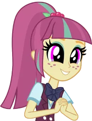 Size: 6910x9117 | Tagged: safe, artist:luckreza8, derpibooru import, sour sweet, equestria girls, friendship games, .svg available, absurd resolution, bowtie, clothes, crystal prep academy, crystal prep shadowbolts, cute, freckles, inkscape, ponytail, school uniform, simple background, smiling, solo, sourbetes, transparent background, vector, when she smiles