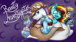 Size: 1920x1080 | Tagged: safe, artist:dragonademetal, derpibooru import, rainbow dash, rarity, soarin', spitfire, wind rider, oc, oc:ilovekimpossiblealot, pony, rarity investigates, deerstalker, detective, detective rarity, hat, sherlock holmes