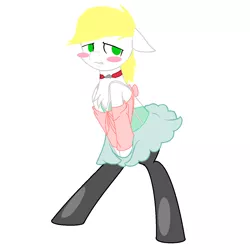 Size: 1306x1306 | Tagged: artist:angelbirb, artist:mittenpatty, crossdressing, derpibooru import, embarrassed, femboy, male, oc, oc:angel rose, safe, solo, unofficial characters only