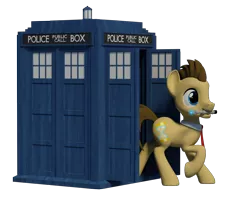 Size: 1280x1024 | Tagged: safe, artist:clawed-nyasu, derpibooru import, doctor whooves, time turner, pony, 3d, doctor who, male, simple background, solo, sonic screwdriver, stallion, tardis, transparent background