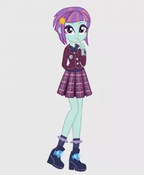 Size: 876x1065 | Tagged: safe, artist:starblast33, derpibooru import, sunny flare, equestria girls, friendship games, animated in description, clothes, cute, looking at you, school uniform, smiling, solo