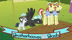 Size: 640x360 | Tagged: safe, derpibooru import, flam, flim, rumble, thunderlane, pegasus, pony, unicorn, brotherhooves social, sisterhooves social, brother, brotherhooves, brothers, colt, flim flam brothers, male, race, stallion, twins