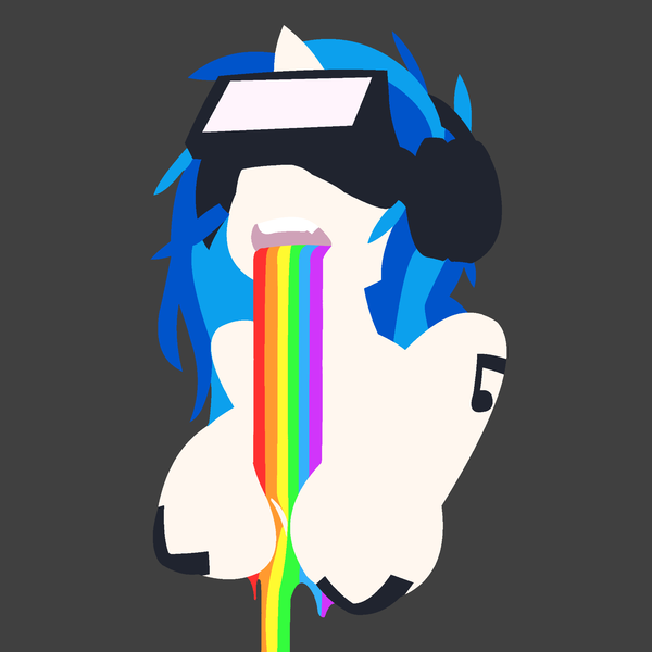 Size: 5120x5120 | Tagged: questionable, artist:whoop, derpibooru import, vinyl scratch, anthro, absurd resolution, alternative cutie mark placement, breasts, busty vinyl scratch, female, pasties, puking rainbows, simple background, solo, solo female, vomit, vomiting