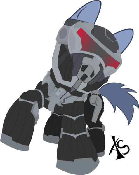 Size: 1265x1595 | Tagged: armor, artist:xeno-scorpion-alien, crysis, derpibooru import, ponified, powered exoskeleton, prophet, safe, solo