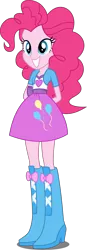 Size: 1858x5316 | Tagged: safe, artist:xebck, derpibooru import, pinkie pie, equestria girls, friendship games, absurd resolution, balloon, boots, canterlot high, clothes, cute, diapinkes, high heel boots, simple background, skirt, smiling, solo, transparent background, vector, wondercolts