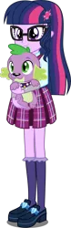 Size: 1651x5316 | Tagged: dead source, safe, artist:xebck, derpibooru import, sci-twi, spike, spike the regular dog, twilight sparkle, dog, equestria girls, friendship games, absurd resolution, adorkable, clothes, crystal prep academy, crystal prep academy uniform, crystal prep shadowbolts, cute, dork, duo, glasses, loose hair, pleated skirt, school uniform, simple background, skirt, spikabetes, transparent background, twiabetes, vector