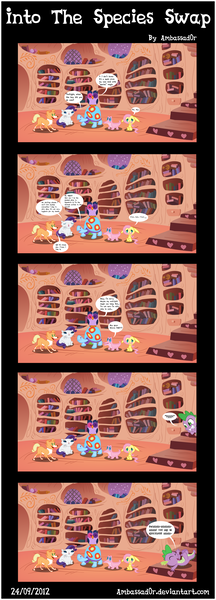 Size: 1977x5500 | Tagged: alligator, angelshy, appledog, applejack, artist:ambassad0r, bunnified, bunnyshy, cat, catified, comic, derpibooru import, dog, dogified, female, fluttershy, gatorfied, gummy pie, interspecies, male, mane seven, mane six, owl, palette swap, pet, pinkie pie, rabbit, rainbow dash, rainbow tank, raricat, raritessance, rarity, safe, shipping, species swap, spike, straight, tortoise, turtle, twilight sparkle, twilight sparkowl, vector, winonajack