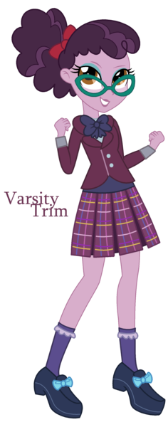 Size: 1144x2904 | Tagged: safe, artist:monkfishyadopts, derpibooru import, varsity trim, equestria girls, friendship games, background human, base used, bowtie, clothes, crystal prep, crystal prep academy uniform, female, glasses, plaid skirt, pleated skirt, school uniform, shoes, skirt, socks, solo