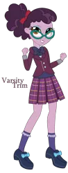 Size: 1144x2904 | Tagged: safe, artist:monkfishyadopts, derpibooru import, varsity trim, equestria girls, friendship games, background human, base used, bowtie, clothes, crystal prep, crystal prep academy uniform, female, glasses, plaid skirt, pleated skirt, school uniform, shoes, skirt, socks, solo