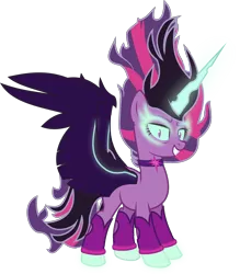 Size: 2968x3389 | Tagged: safe, artist:mit-boy, derpibooru import, sci-twi, twilight sparkle, ponified, pony, equestria girls, friendship games, dark magic, equestria girls ponified, glowing eyes, horn, looking at you, magic, midnight sparkle, necklace, simple background, solo, transparent background, vector, wings