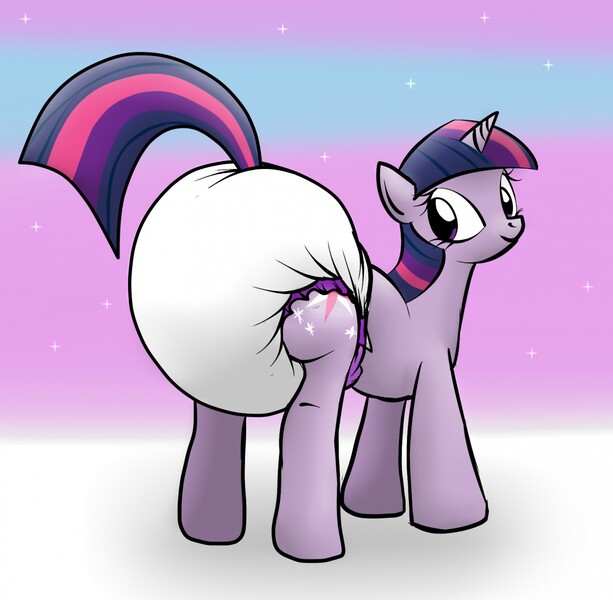 Size: 1280x1253 | Tagged: artist:pidgopidgey, derpibooru import, diaper, diaper fetish, looking back, poofy diaper, questionable, solo, twilight sparkle