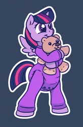 Size: 614x937 | Tagged: suggestive, artist:sylph-space, derpibooru import, twilight sparkle, twilight sparkle (alicorn), alicorn, pony, adult foal, cute, diaper, diaper fetish, female, mare, onesie, poofy diaper, solo, solo female, teddy bear, twiabetes