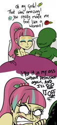 Size: 1024x2235 | Tagged: suggestive, artist:catfood-mcfly, derpibooru import, sour sweet, oc, oc:anon, equestria girls, friendship games, aftersex, angry, bipolar, canon x oc, comic, dialogue, female, freckles, male, ponytail, psychotic, sex, shipping, simple background, sour rage, sourdere, straight, tsundere, white background
