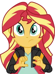 Size: 6000x8036 | Tagged: safe, artist:luckreza8, derpibooru import, sunset shimmer, equestria girls, friendship games, .svg available, absurd resolution, clothes, inkscape, leather jacket, looking at you, simple background, solo, transparent background, vector