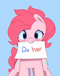 Size: 712x900 | Tagged: artist:joyfulinsanity, cute, derpibooru import, diapinkes, do her, edit, motivational, pinkie pie, positive message, positive ponies, solo, suggestive, valentine