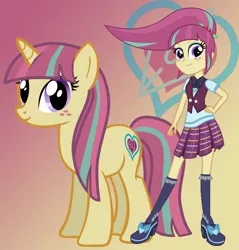 Size: 811x850 | Tagged: safe, artist:sunset-sunrize, derpibooru import, sour sweet, ponified, pony, unicorn, equestria girls, friendship games, bowtie, clothes, crystal prep academy, crystal prep shadowbolts, cutie mark, equestria girls ponified, freckles, hand on hip, human ponidox, looking at you, pleated skirt, school uniform, skirt, solo