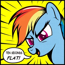 Size: 3040x3040 | Tagged: 10 seconds flat, artist:v0jelly, derpibooru import, modern art, pop art, portrait, rainbow dash, roy lichtenstein, safe, solo, speech bubble, text