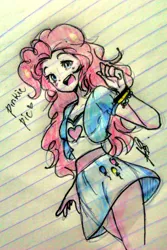 Size: 540x810 | Tagged: safe, artist:aizy-boy, derpibooru import, pinkie pie, equestria girls, lined paper, solo, traditional art