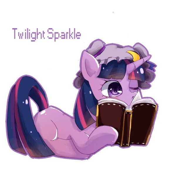 Size: 700x700 | Tagged: adorkable, artist:xing, blushing, book, bookworm, cute, derpibooru import, dork, female, mare, one eye closed, patchouli knowledge, pixiv, prone, reading, safe, simple background, solo, touhou, twichouli, twilight sparkle, white background, wink