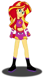Size: 460x798 | Tagged: safe, artist:deannaphantom13, derpibooru import, sunset shimmer, equestria girls, boxing, boxing gear, eared humanization, ponied up, simple background, solo, stance, transparent background