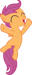Size: 2587x6000 | Tagged: artist:slb94, brotherhooves social, cute, cutealoo, derpibooru import, excited, eyes closed, jumping, safe, scootaloo, simple background, solo, transparent background, vector
