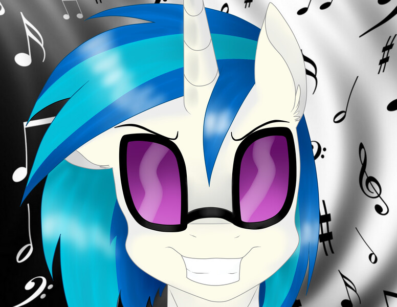 Size: 2200x1700 | Tagged: safe, artist:justbrohoof, derpibooru import, vinyl scratch, portrait, smiling, solo