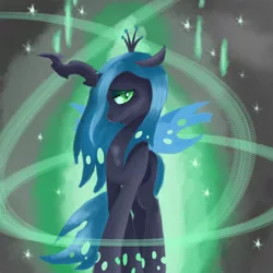 Size: 800x800 | Tagged: safe, artist:slamjam, derpibooru import, queen chrysalis, changeling, changeling queen, /mlp/, 4chan, bedroom eyes, drawthread, female, image, jpeg, looking at you, slit eyes, solo