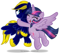 Size: 1024x917 | Tagged: safe, artist:aleximusprime, derpibooru import, twilight sparkle, twilight sparkle (alicorn), oc, oc:zephyr, alicorn, pony, canon x oc, female, hug, mare, shipping, simple background, transparent background, twiphyr