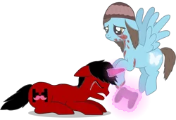 Size: 4500x3073 | Tagged: artist:lucynyuelf, ashley, beanie, blood, controller, crying, derpibooru import, ghost, hat, markiplier, playstation 4, ponified, sad, semi-grimdark, spoiler, spoilers for another series, tearjerker, until dawn
