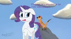 Size: 4109x2304 | Tagged: safe, artist:megaanimationfan, derpibooru import, rarity, meerkat, pony, unicorn, crossover, disney, do not want, floppy ears, signature, the lion king, timon