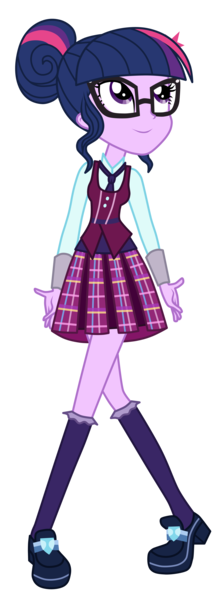 Size: 3200x8616 | Tagged: safe, artist:mixiepie, derpibooru import, sci-twi, twilight sparkle, equestria girls, friendship games, absurd resolution, clothes, crystal prep academy, crystal prep shadowbolts, glasses, paint tool sai, pleated skirt, school uniform, simple background, skirt, solo, transparent background, vector, what more is out there