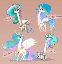 Size: 1280x1309 | Tagged: artist:switchy, atryl-ish, derpibooru import, hotdiggedydemon-ish, long neck, .mov, princess celestia, raised hoof, safe, solo, style emulation