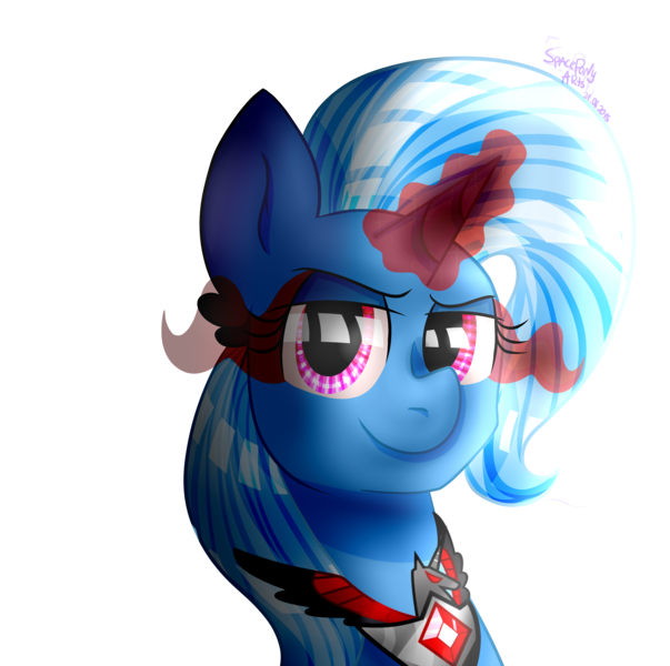 Size: 5022x5000 | Tagged: safe, artist:spaceponyarts, derpibooru import, trixie, pony, unicorn, absurd resolution, alicorn amulet, female, glowing eyes, magix, mare, portrait, simple background, solo