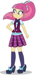 Size: 1494x3157 | Tagged: safe, artist:rogerlink, derpibooru import, edit, vector edit, sour sweet, equestria girls, friendship games, bowtie, clothes, crystal prep academy, crystal prep academy uniform, crystal prep shadowbolts, fist, freckles, full body, high heels, offscreen character, pleated skirt, school uniform, simple background, skirt, solo, transparent background, vector