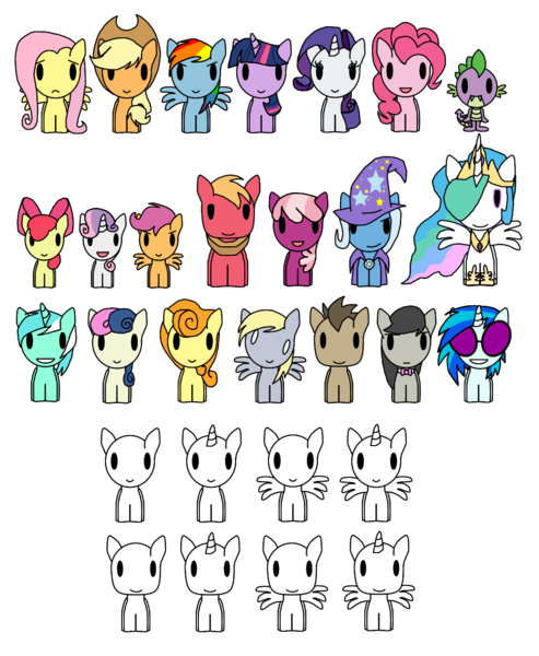 Size: 1022x1244 | Tagged: safe, artist:limeth, derpibooru import, apple bloom, applejack, big macintosh, bon bon, carrot top, cheerilee, doctor whooves, fluttershy, golden harvest, lyra heartstrings, octavia melody, pinkie pie, princess celestia, rainbow dash, rarity, scootaloo, spike, sweetie belle, sweetie drops, time turner, trixie, twilight sparkle, vinyl scratch, earth pony, pony, cutie mark crusaders, male, mane seven, mane six, stallion