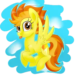Size: 2048x2048 | Tagged: safe, artist:partylikeanartist, derpibooru import, spitfire, pegasus, pony, :p, cloud, cute, cutefire, flying, looking at you, simple background, smiling, solo, spread wings, tongue out, transparent background