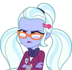 Size: 6000x5814 | Tagged: safe, artist:luckreza8, derpibooru import, sugarcoat, equestria girls, friendship games, .svg available, absurd resolution, bowtie, clothes, crossed arms, crystal prep academy, crystal prep academy uniform, crystal prep shadowbolts, glasses, inkscape, open mouth, pigtails, school uniform, simple background, solo, talking, transparent background, vector