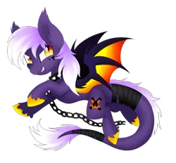 Size: 2541x2360 | Tagged: safe, artist:scarlet-spectrum, derpibooru import, oc, oc:nightmare prankster, unofficial characters only, bat pony, pony, chains, choker, flying, simple background, solo, spiked choker, spread wings, transparent background