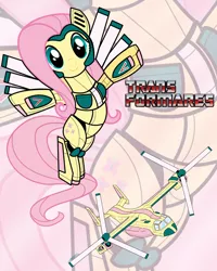 Size: 1024x1280 | Tagged: safe, artist:raptorsr, derpibooru import, fluttershy, pony, robot, robot pony, aircraft, crossover, flutterbot, solo, species swap, transformers, vtol