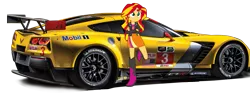 Size: 979x365 | Tagged: safe, artist:racer44908, derpibooru import, sunset shimmer, equestria girls, car, chevrolet corvette c7.r, corvette, corvette c7, gtlm, imsa, obligatory pony, racecar, solo