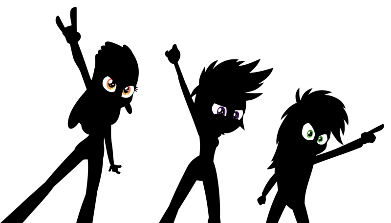 Size: 9360x5363 | Tagged: safe, artist:greenmachine987, derpibooru import, apple bloom, scootaloo, sweetie belle, equestria girls, rainbow rocks, absurd resolution, black, cutie mark crusaders, group, pose, silhouette, simple background, transparent background, trio, vector